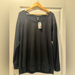 BNWT Size 2 torrid embellished, black crew sweatshirt